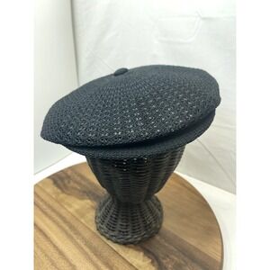 Zcud Beret Hat Cap Womens Woven Crochet Black fits most One Size New vintage USA